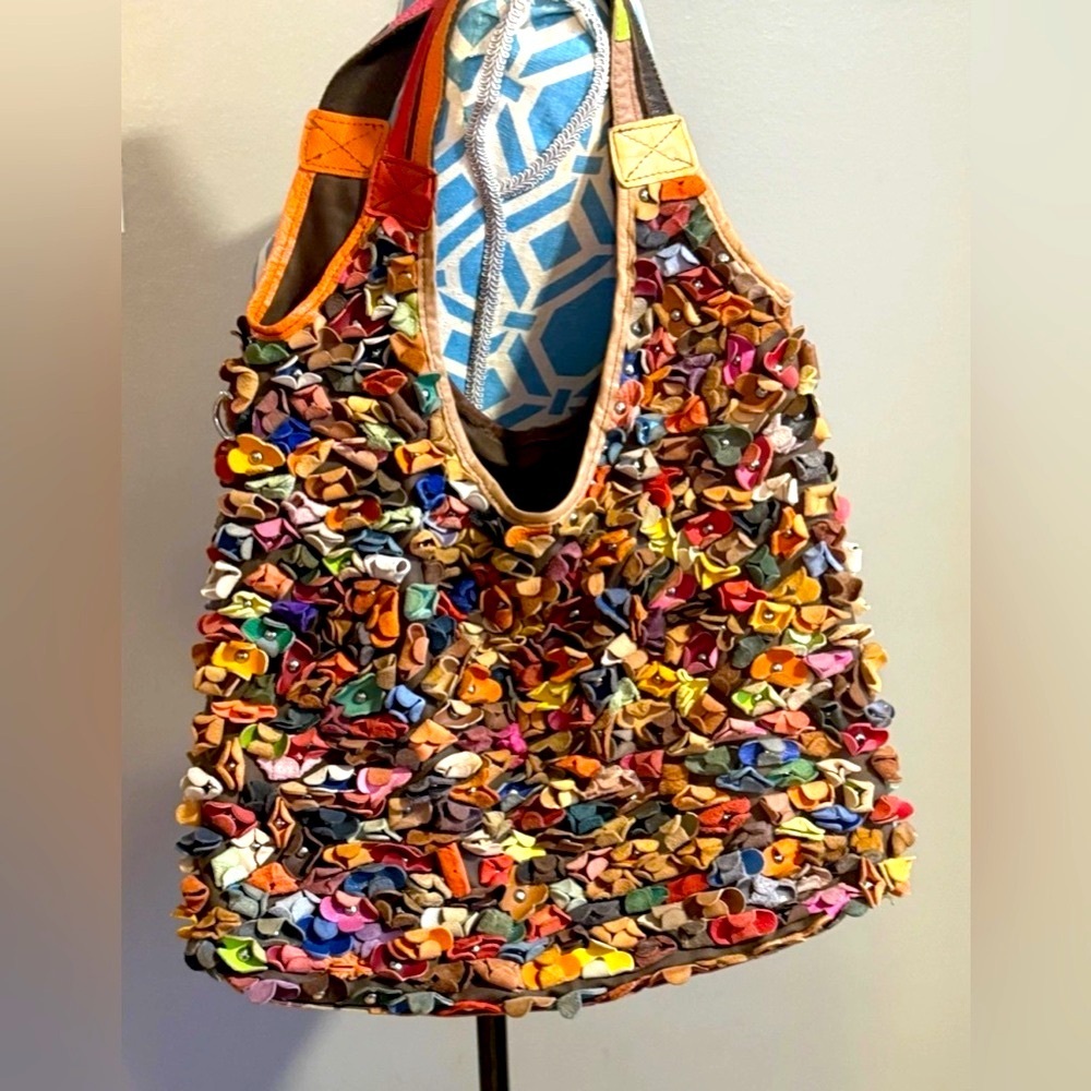 3D Multicolor Floral leather handbag